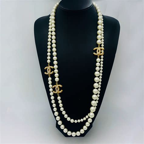 chanel long pendant necklace|authentic chanel pearl necklace.